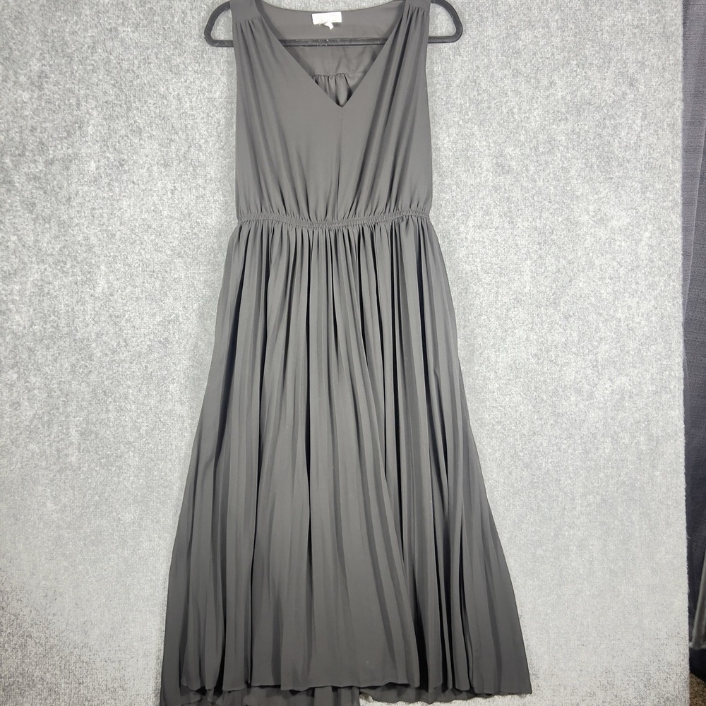 Sofia Jeans by Sofia Vergara Gray‎ Pleated Midi Dress Sleeveless Elastic Waist M